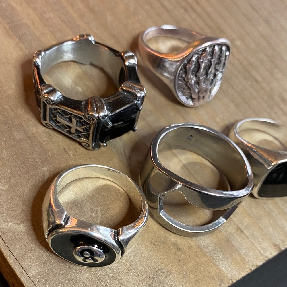 Gothic Silver Statement Rings Set - image 4